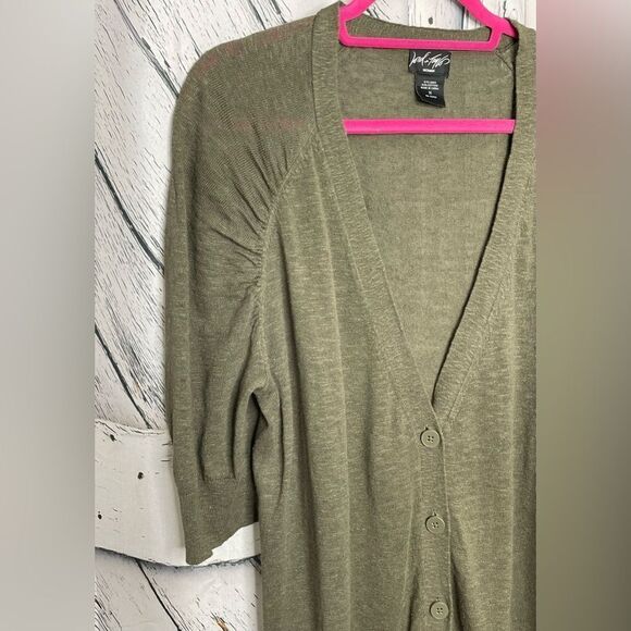 Lord & Taylor Linen Blend Short Sleeve Long  Cardigan 1X - Picture 3 of 7